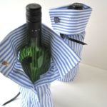 Wine bottle gift wrap using old shirt sleeves